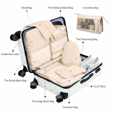 8 pcs Packing Cubes Set, Travel Luggage Organizer